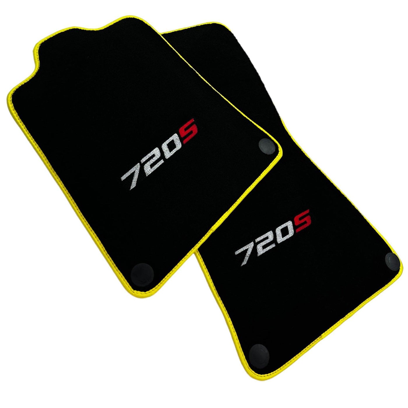 Floor Mats For McLaren 720S Black Tailored With Yellow Trim - AutoWin
