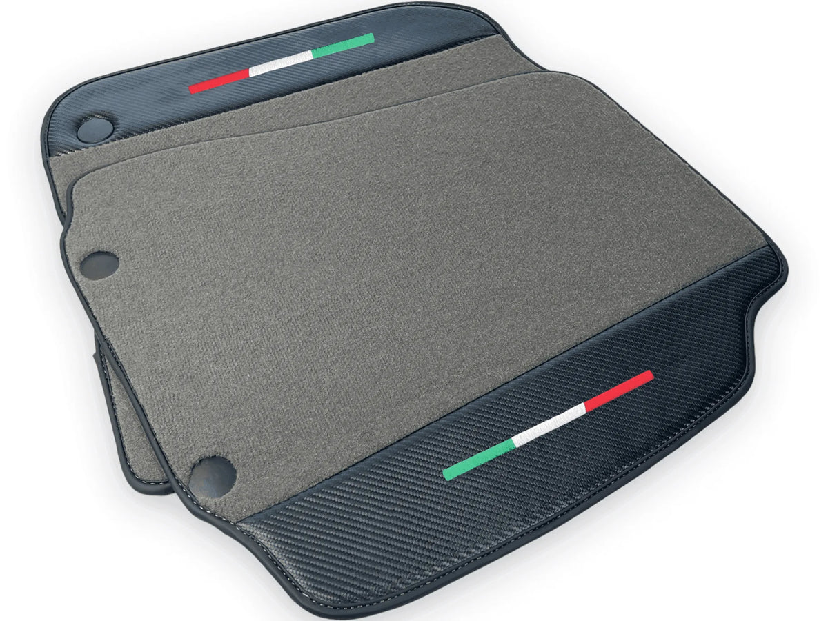 Gray Floor Mats For Ferrari 812 Superfast With Carbon Fiber Leather