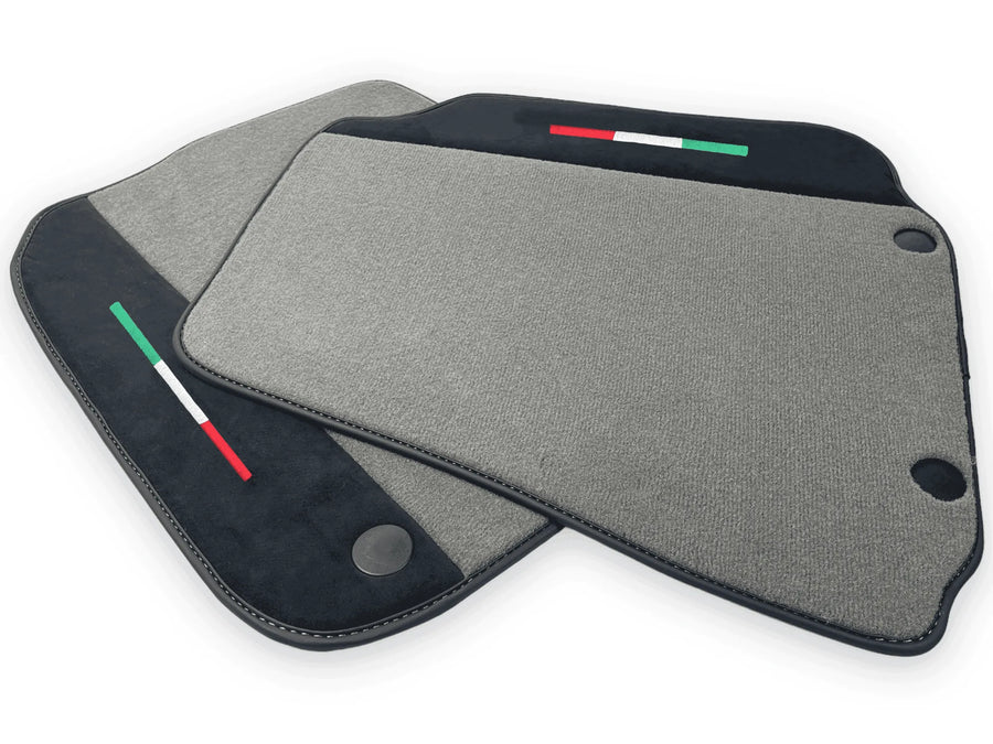 Gray Floor Mats For Ferrari F12 Berlinetta (2012-2022) With Alcantara Leather - AutoWin