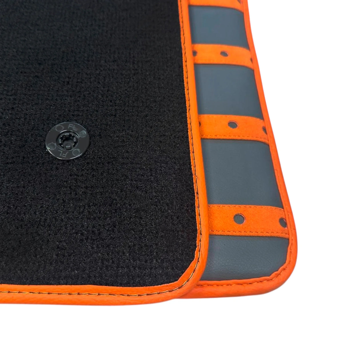 Gray Leather Floor Mats with Orange Daytona Design for Ferrari SF90 Stradale (2019-2024)