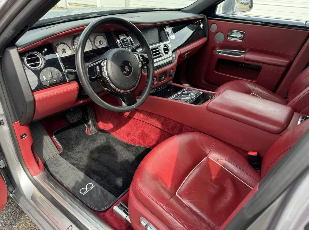 Interior look of floor mats for Rolls Royce Black Badge Ghost Series II (2021-2024) Fluorescent Logo