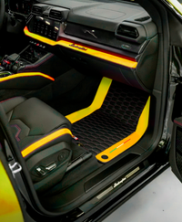 Black Floor Mats for Lamborghini Urus with Yellow Leather