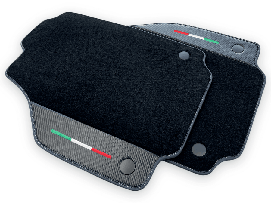 Black Floor Mats For Ferrari 458 Italia 2009-2015 With Carbon Fiber Leather - AutoWin