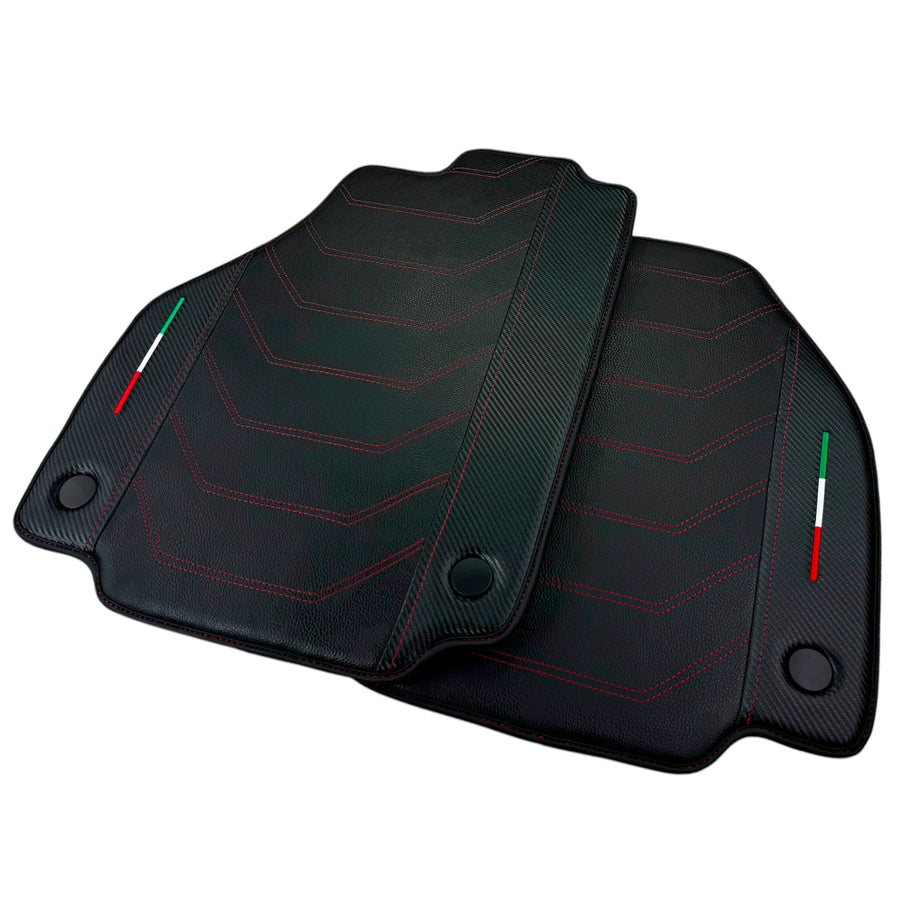 Leather Floor Mats For Ferrari 458 GT2 2012-2015 With Carbon Fiber | Italian Edition
