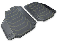 Leather Floor Mats For Ferrari 458 Italia 2009-2015 Black With Yellow Sewing - AutoWin