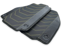 Leather Floor Mats For Ferrari 458 Italia 2009-2015 Black With Yellow Sewing - AutoWin