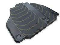Leather Floor Mats For Ferrari 458 Italia 2009-2015 Black With Yellow Sewing - AutoWin