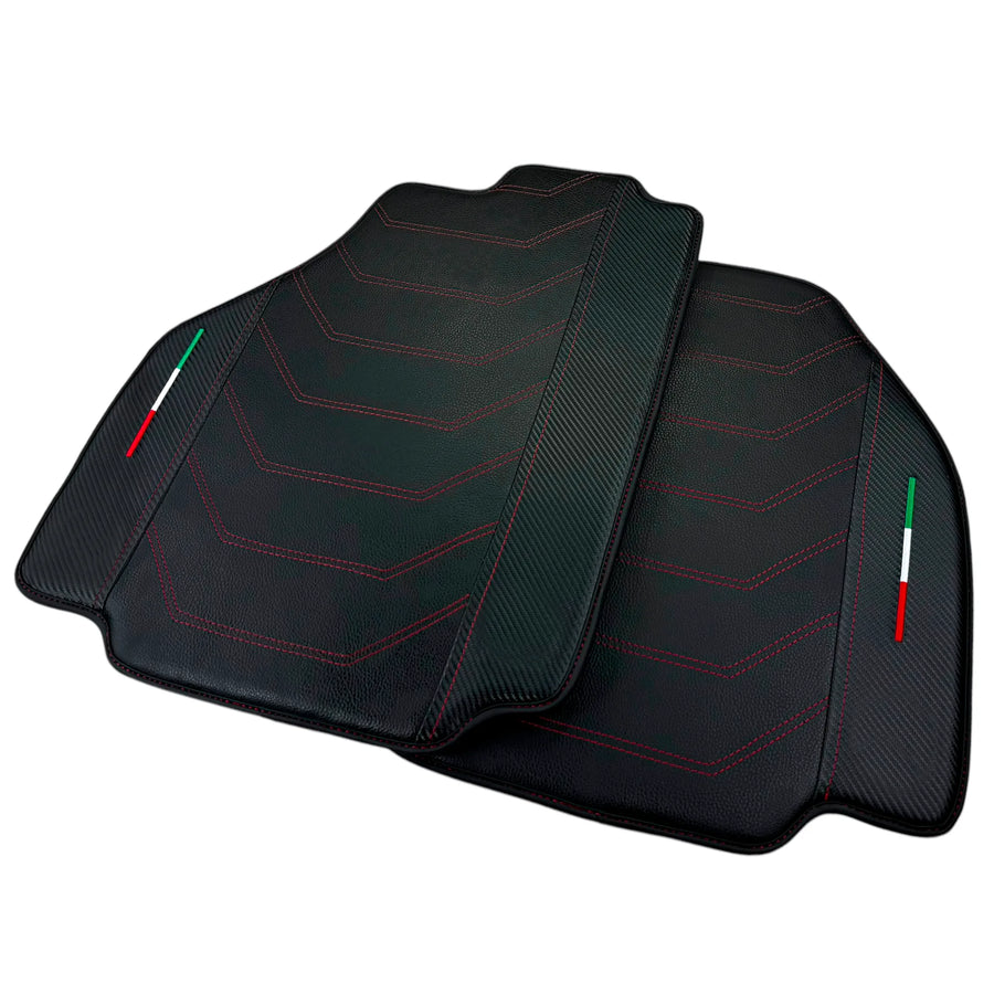 Leather Floor Mats For Ferrari 458 Speciale 2012-2015 With Carbon Fiber | Italian Edition