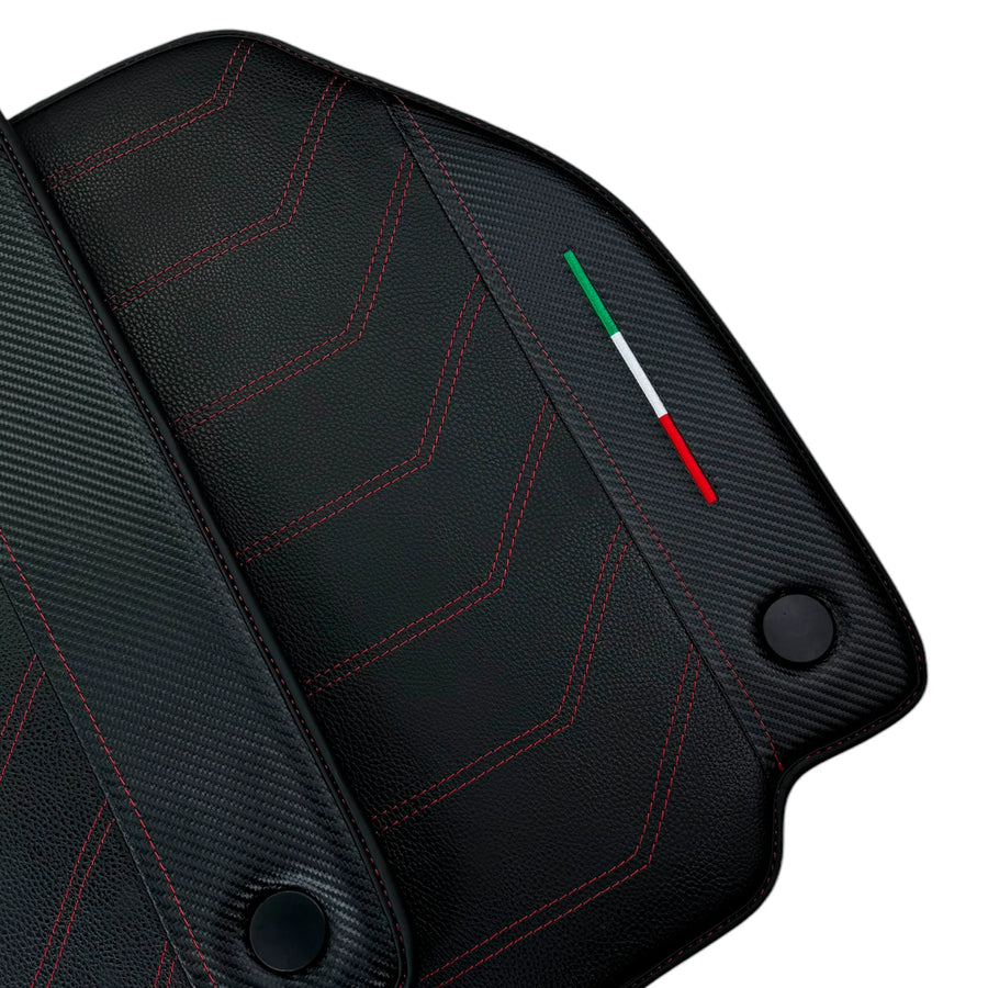 Leather Floor Mats For Ferrari 458 Spider 2012-2015 With Carbon Fiber | Italian Edition