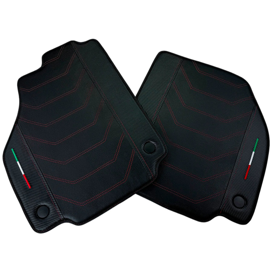 Leather Floor Mats For Ferrari 488 GTB (2016-2022) With Carbon Fiber | Italian Edition