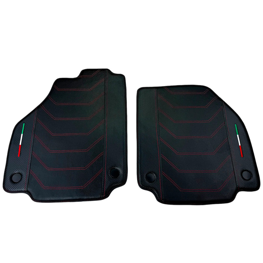 Leather Floor Mats For Ferrari 488 GTB (2016-2022) With Carbon Fiber | Italian Edition