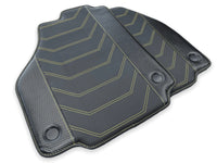 Leather Floor Mats For Ferrari 488 Spider 2016-2022 Yellow Sewing - AutoWin