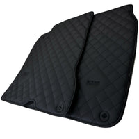 Leather Floor Mats for Ferrari California T (2015-2018) Black Sewing ER56 Design - AutoWin