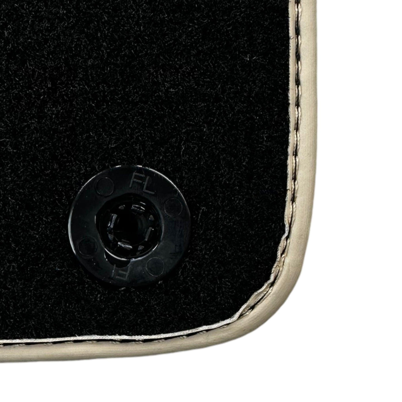 Leather Floor Mats for Ferrari California T (2015-2018) Black Sewing ER56 Design | Beige Trim - AutoWin