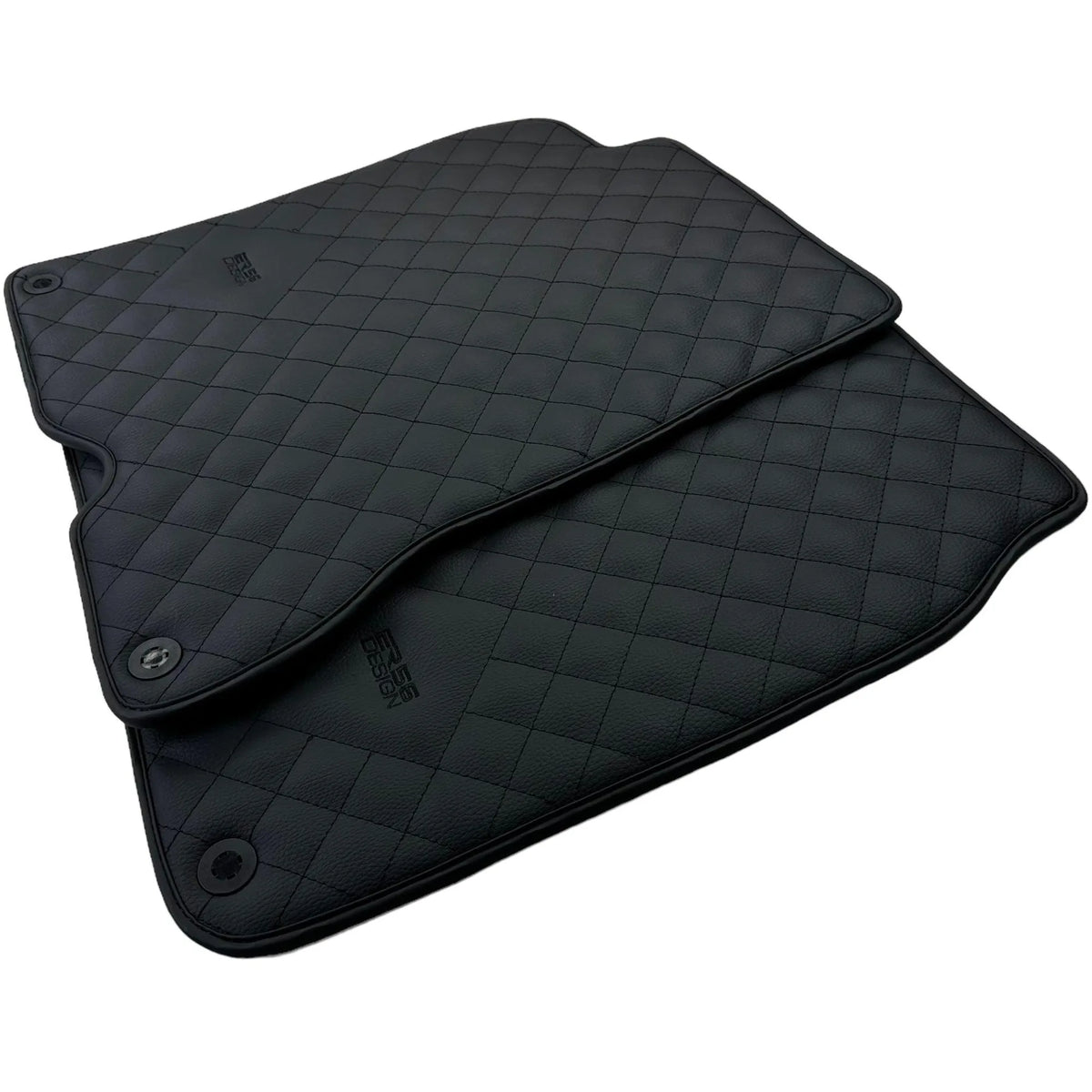 Leather Floor Mats for Ferrari California T (2015-2018) Black Sewing ER56 Design - AutoWin