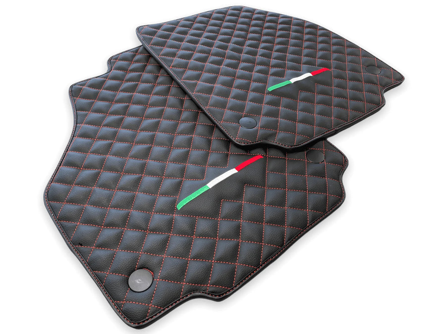 Leather Floor Mats For Ferrari F8 Tributo (2019-2023) Italian Edition - AutoWin