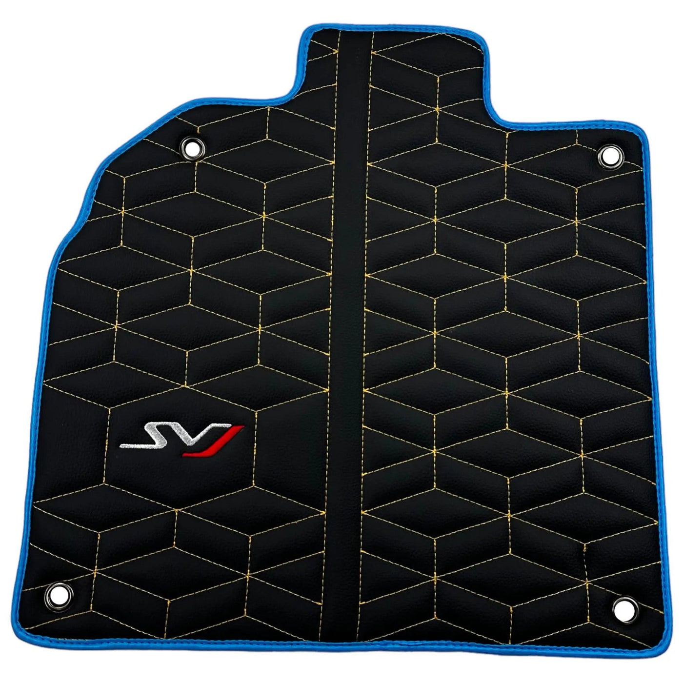 Leather Floor Mats for Lamborghini Aventador SVJ Limited Edition with Blue Trim - AutoWin