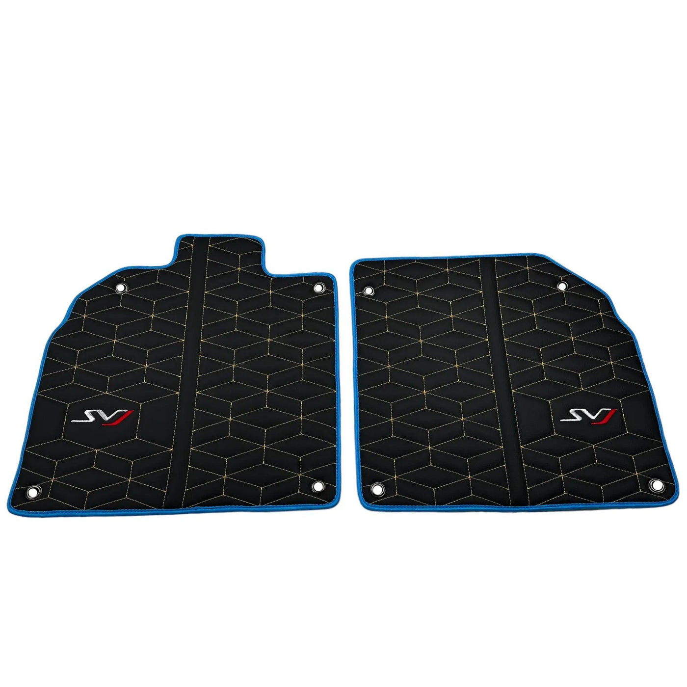 Leather Floor Mats for Lamborghini Aventador SVJ Limited Edition with Blue Trim - AutoWin