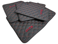 Leather Floor Mats for Porsche Cayenne GTS (2010-2018) Red Sewing - AutoWin