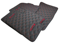 Leather Floor Mats for Porsche Cayenne GTS (2010-2018) Red Sewing - AutoWin