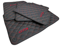 Leather Floor Mats for Porsche Cayenne GTS (2010-2018) Red Sewing - AutoWin