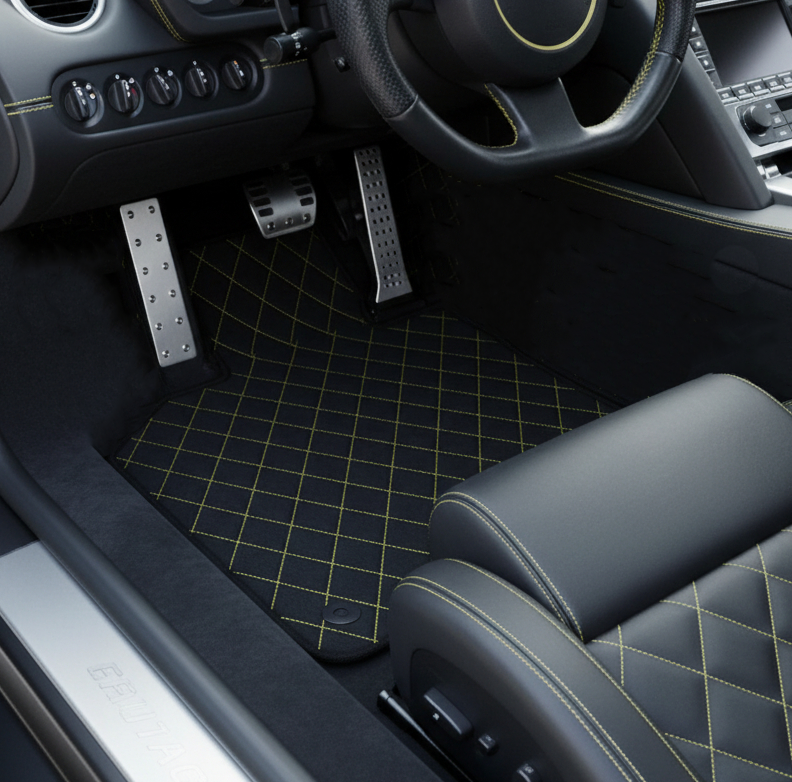 Tapis de voiture bleus personnalisables pour Lamborghini Murcielago de la marque AutoWin - AutoWin.EU