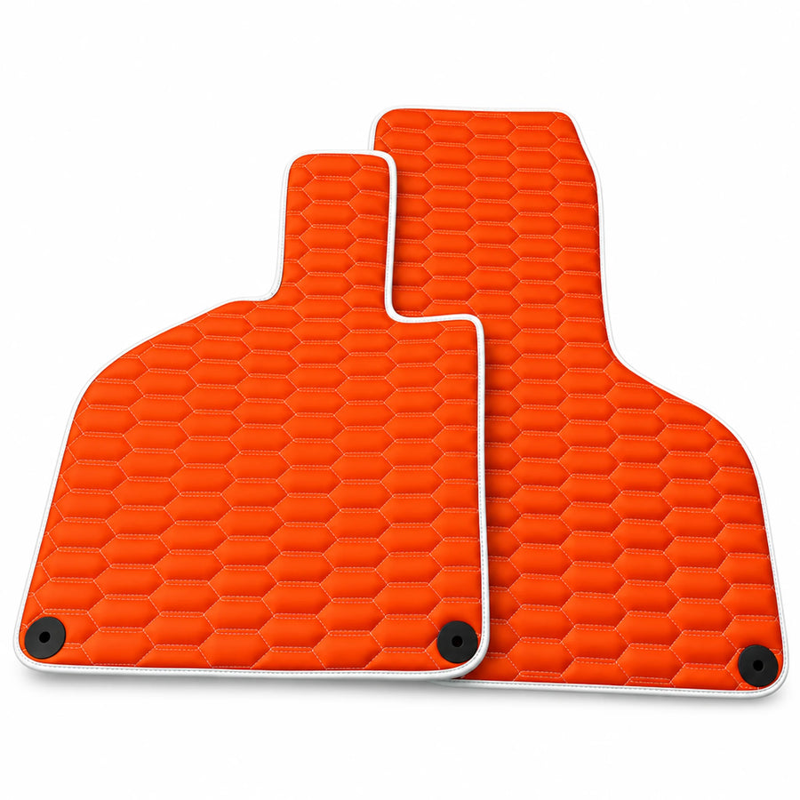 Orange Leather Floor Mats for Lamborghini Huracan | White Trim