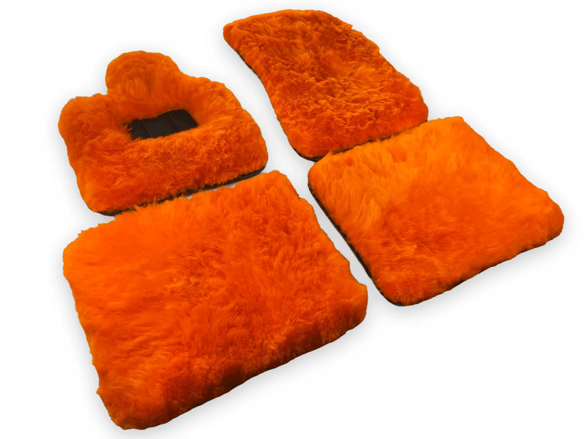 Orange Sheepskin Floor Mats For Rolls Royce Phantom VIII (2017-2024) ER56 Design Brand - AutoWin