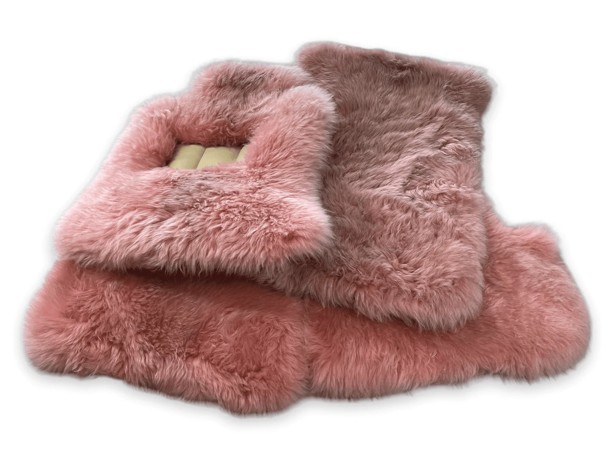 Pink Sheepskin Floor Mats for Rolls Royce Phantom VIII (2017-2024) ER56 Design Brand - AutoWin
