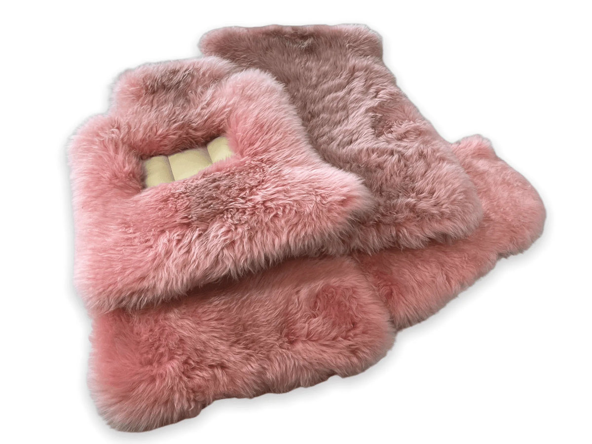 Pink Sheepskin Floor Mats for Rolls Royce Phantom VIII (2017-2024) ER56 Design Brand - AutoWin