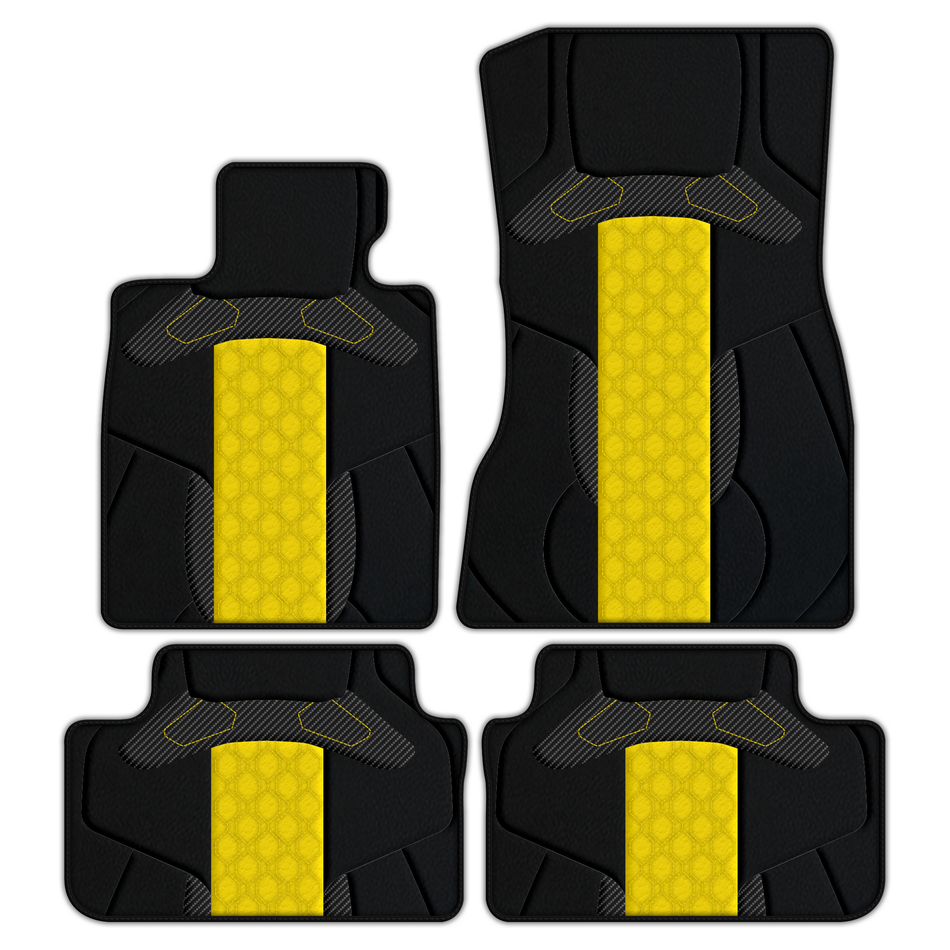 Premium Customizable Leather Floor Mats with AW45 Pattern installed in BMW X6 E71 (2008-2014) SUV coupe