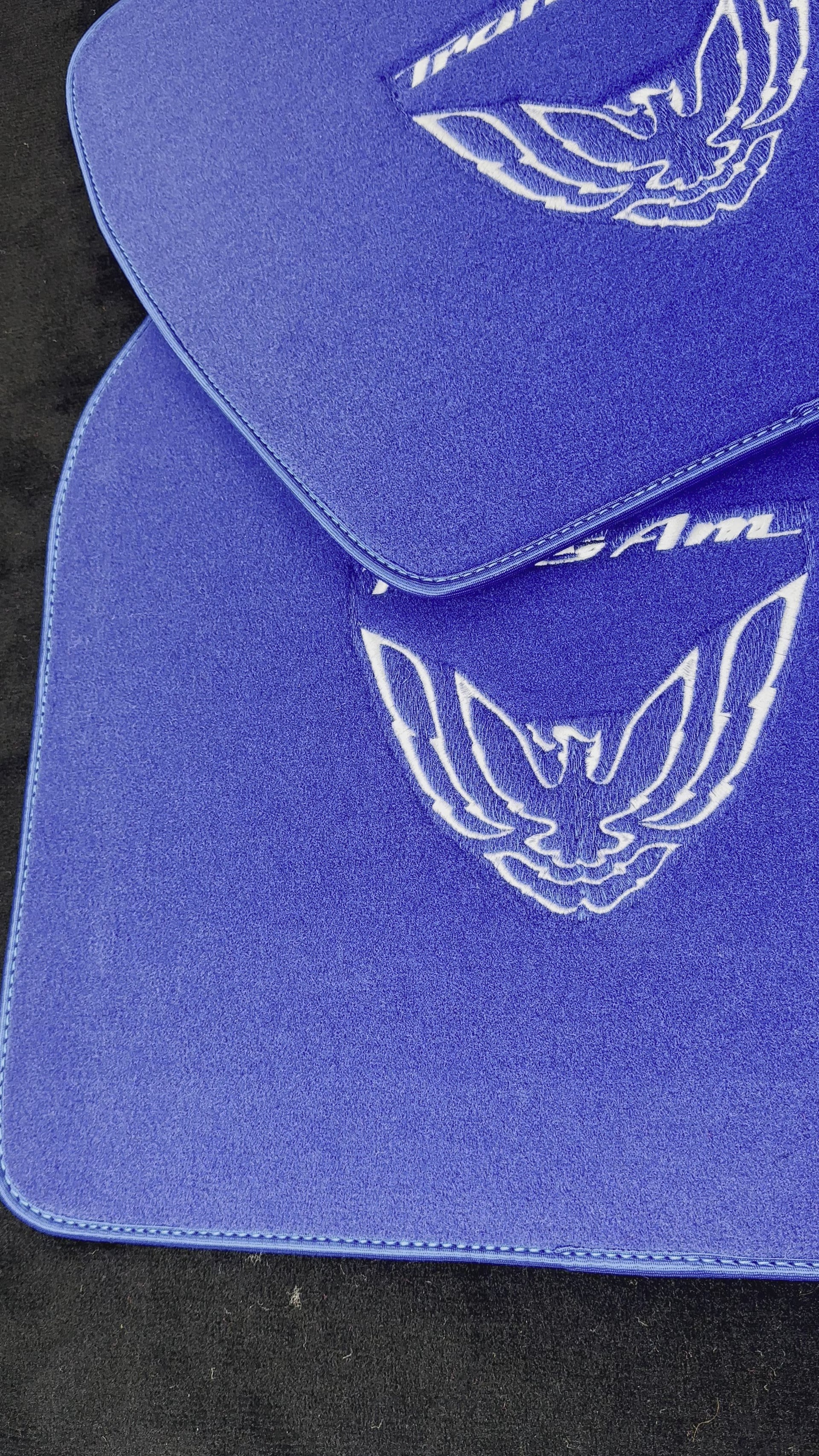 Blue Floor Mats for Pontiac FireBird (1993-2002) with Trans Am Logo - AutoWin