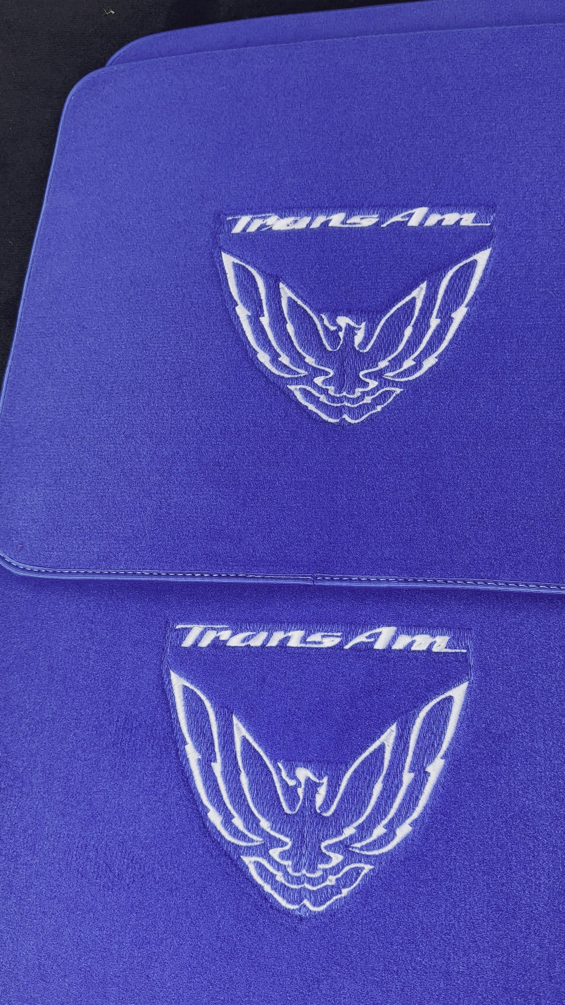 Blue Floor Mats for Pontiac FireBird (1970-1981) with Trans Am Logo - AutoWin