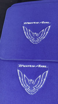 Tapis de voiture bleus pour Pontiac FireBird de première génération (1967-1969) avec logo Trans Am