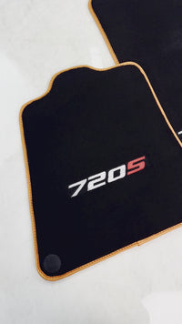 Floor Mats For McLaren 720S Black Tailored With Orange Trim