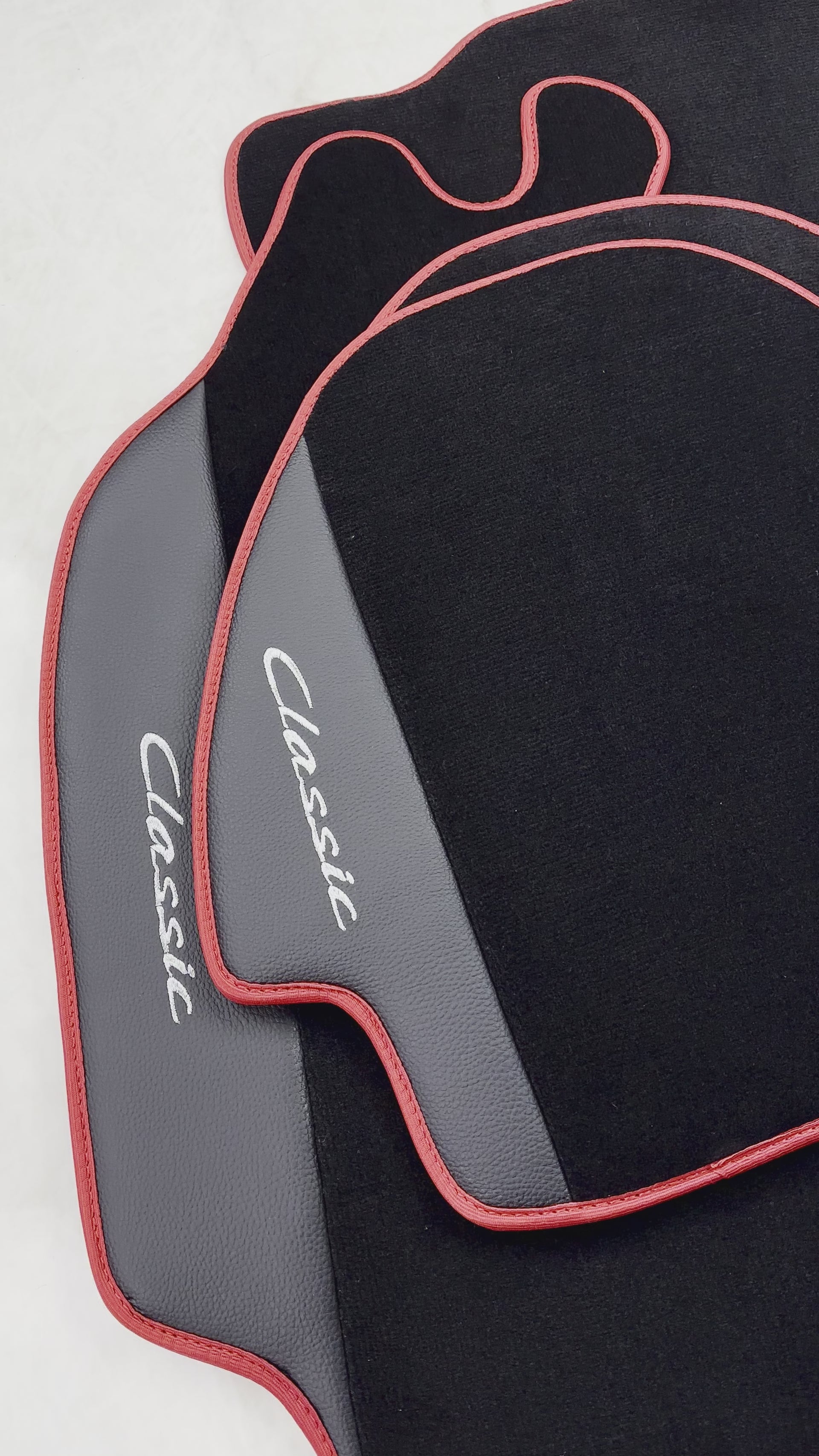 Lederfußmatten für Porsche Classic 911 (1963–1989) mit rotem Rand - AutoWin