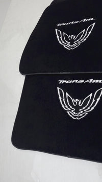 Tappetini neri per auto per Pontiac FireBird (1993-2002) con logo Trans Am