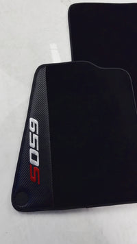 Tapis de voiture noir pour McLaren 650S sur mesure en cuir carboné