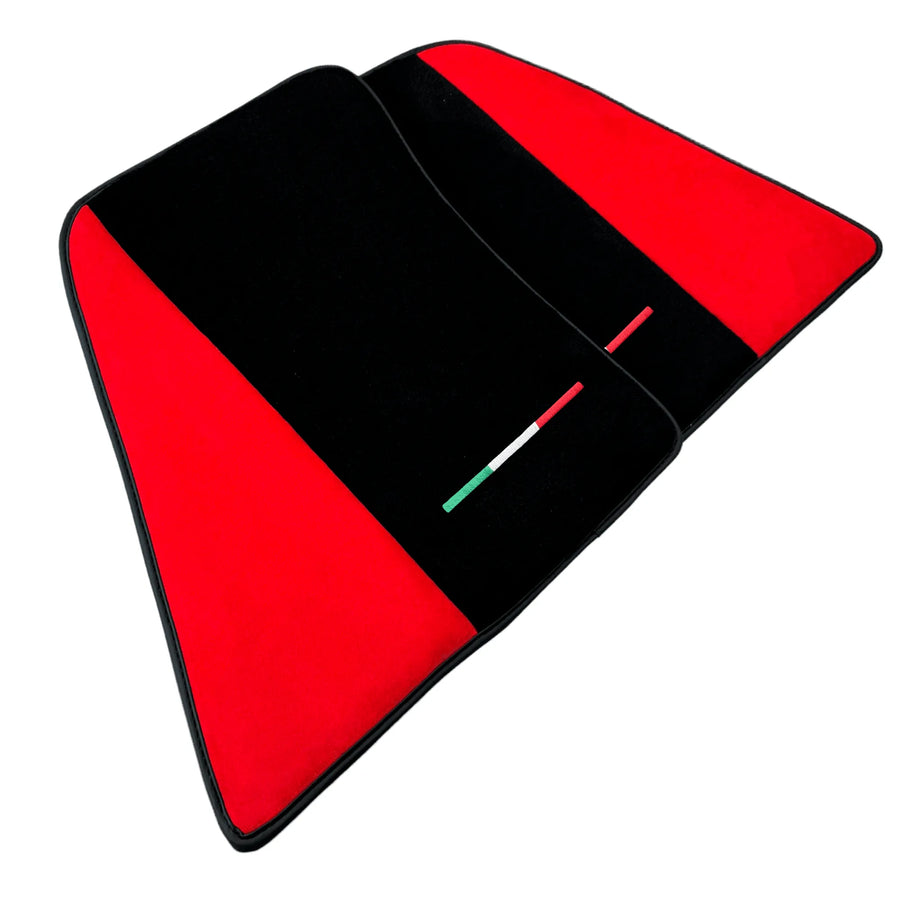 Red Floor Mats for Ferrari 296 GTS (2022-2027) with Alcantara Leather - AutoWin