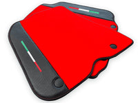 Red Floor Mats For Ferrari 812 GTS (2019-2023) With Carbon Fiber Leather