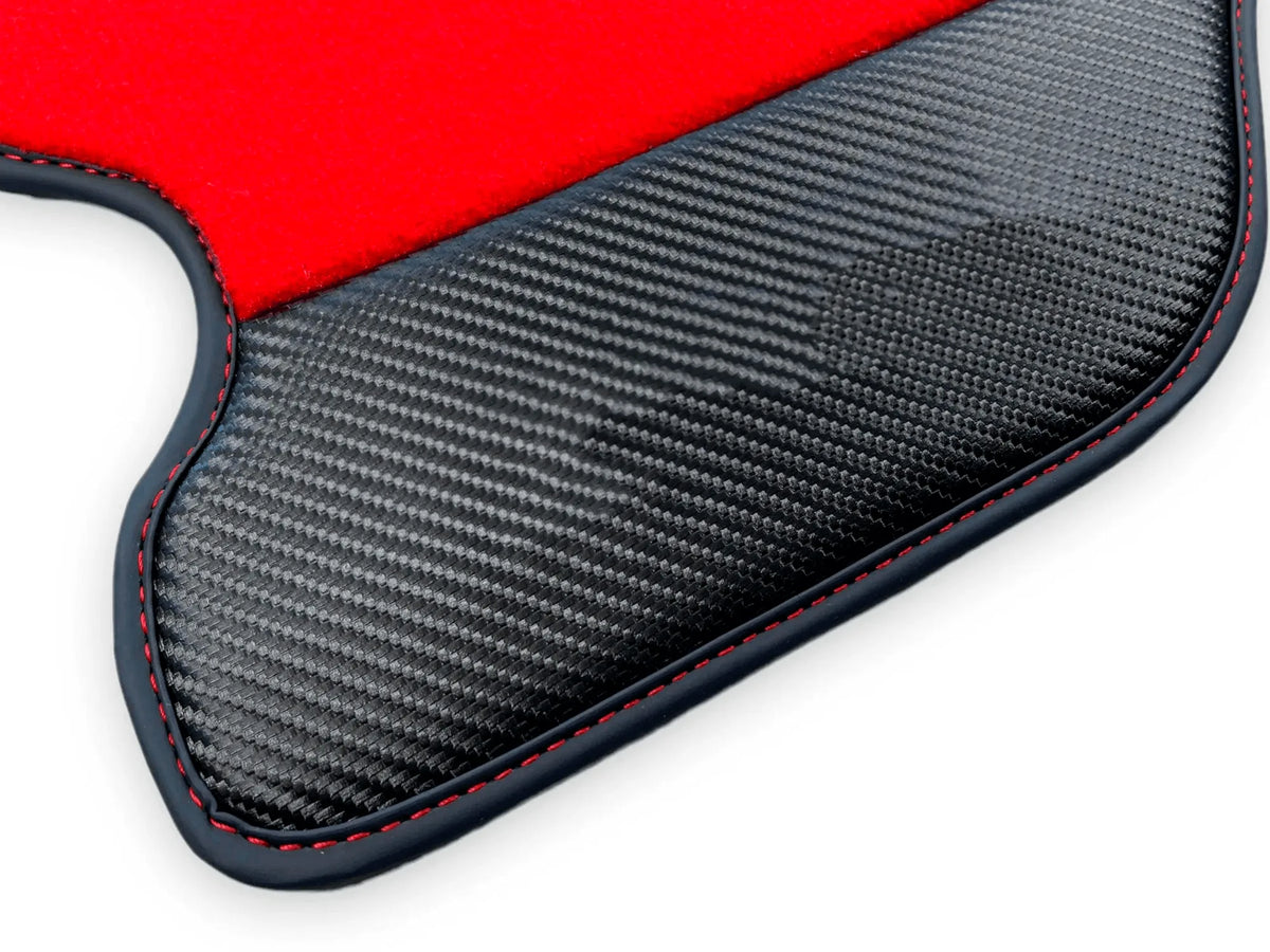 Red Floor Mats For Ferrari F430 2004-2009 With Carbon Fiber Leather - AutoWin
