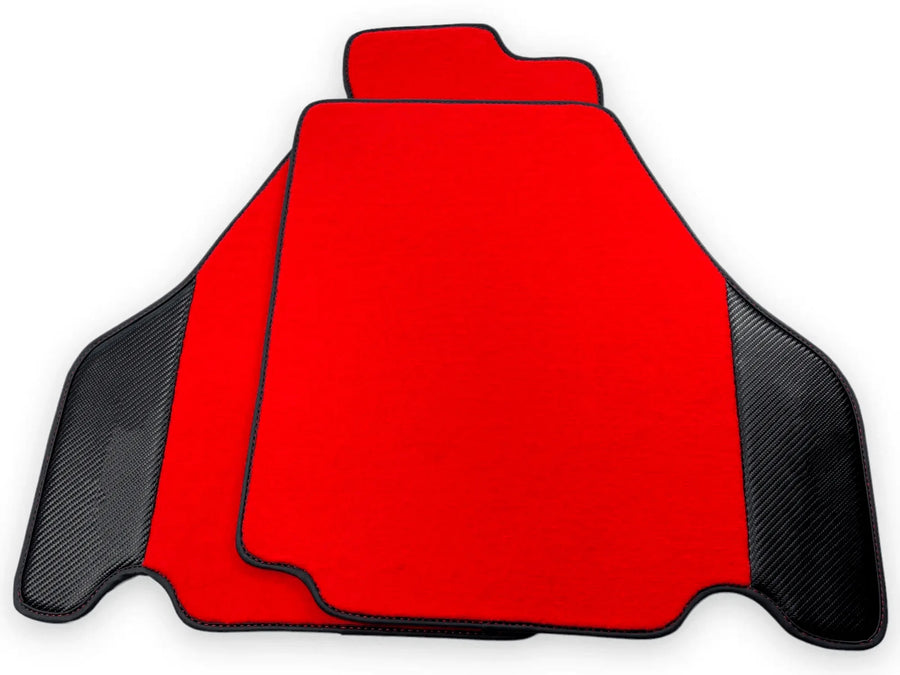 Red Floor Mats For Ferrari F430 2004-2009 With Carbon Fiber Leather - AutoWin