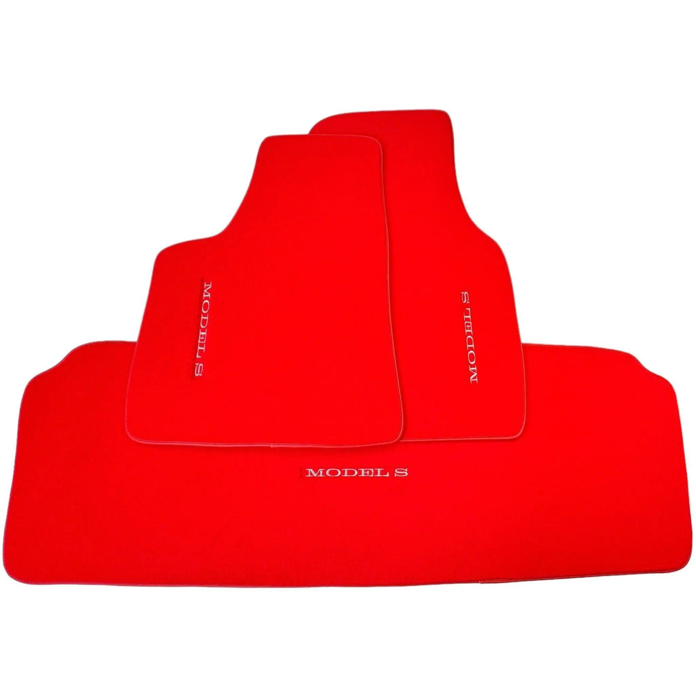 Red Floor Mats For Tesla Model S (2012-2023) with Red Trim - AutoWin