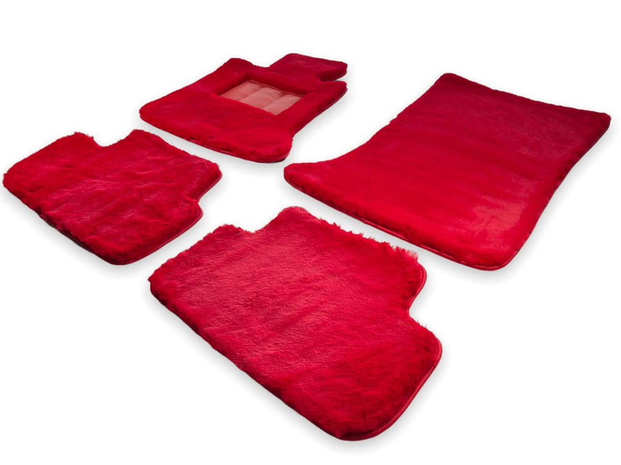 Red Sheepskin Floor Mats For Bentley Flying Spur (2005-2013) Er56 Design Brand - AutoWin