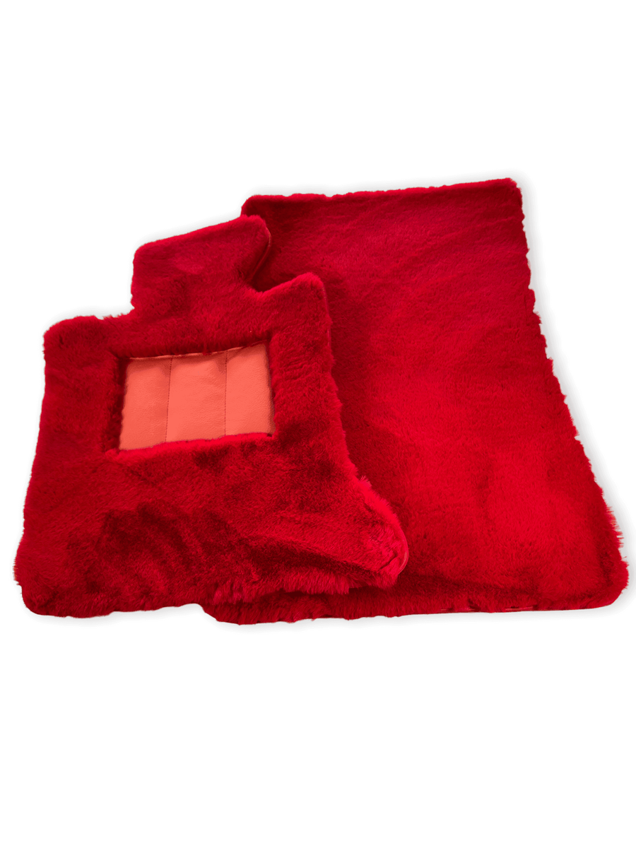 Red Sheepskin Floor Mats For Bentley Continental GTC (2011-2018) ER56 Design - AutoWin