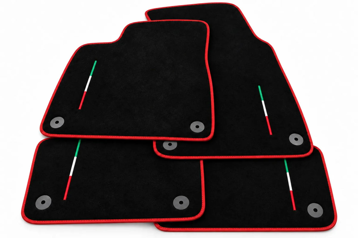 Floor Mats For Lamborghini Urus Black Tailored With Orange Rounds Carpets - Red trim