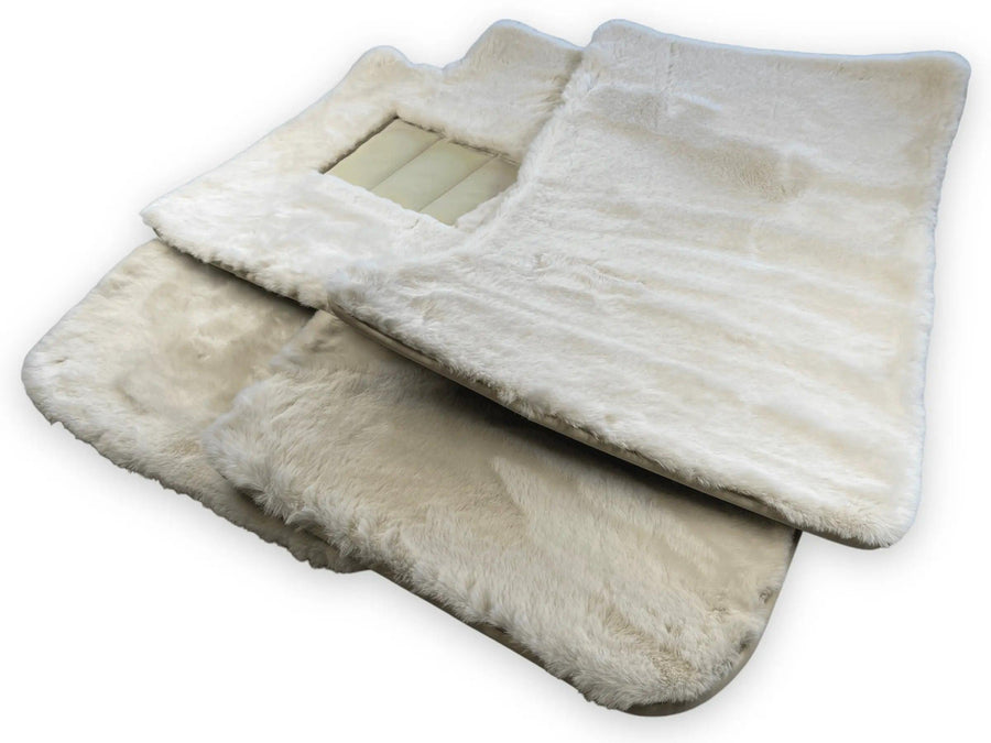 White Sheepskin Floor Mats For Bentley Bentayga Er56 Design Brand - AutoWin