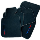 Black Floor Mats For BMW M4 Series F82 With Color Stripes Tailored Set Perfect Fit - AutoWin