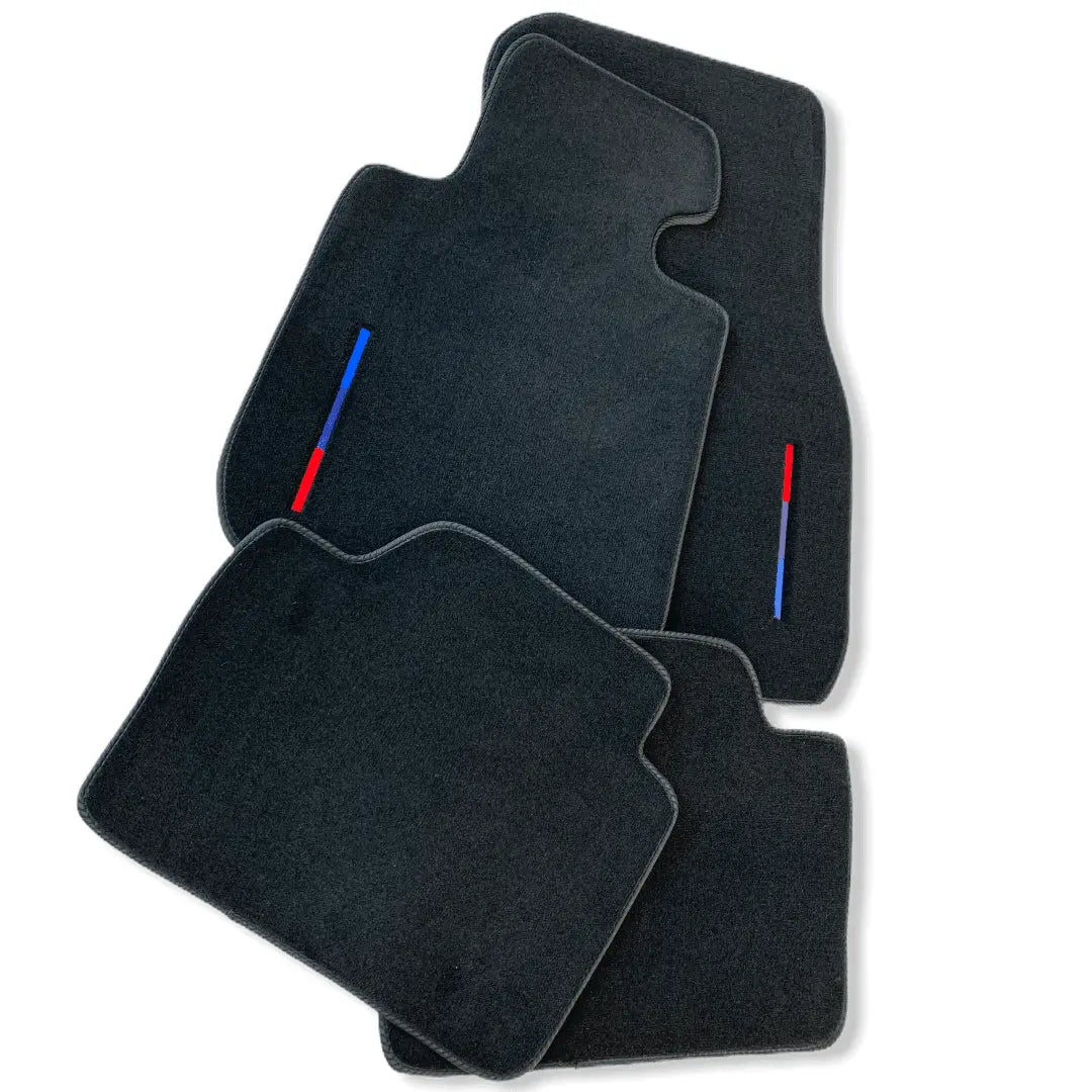 Black Floor Mats For BMW X5 Series G05 With Color Stripes Tailored Set Perfect Fit - AutoWin
