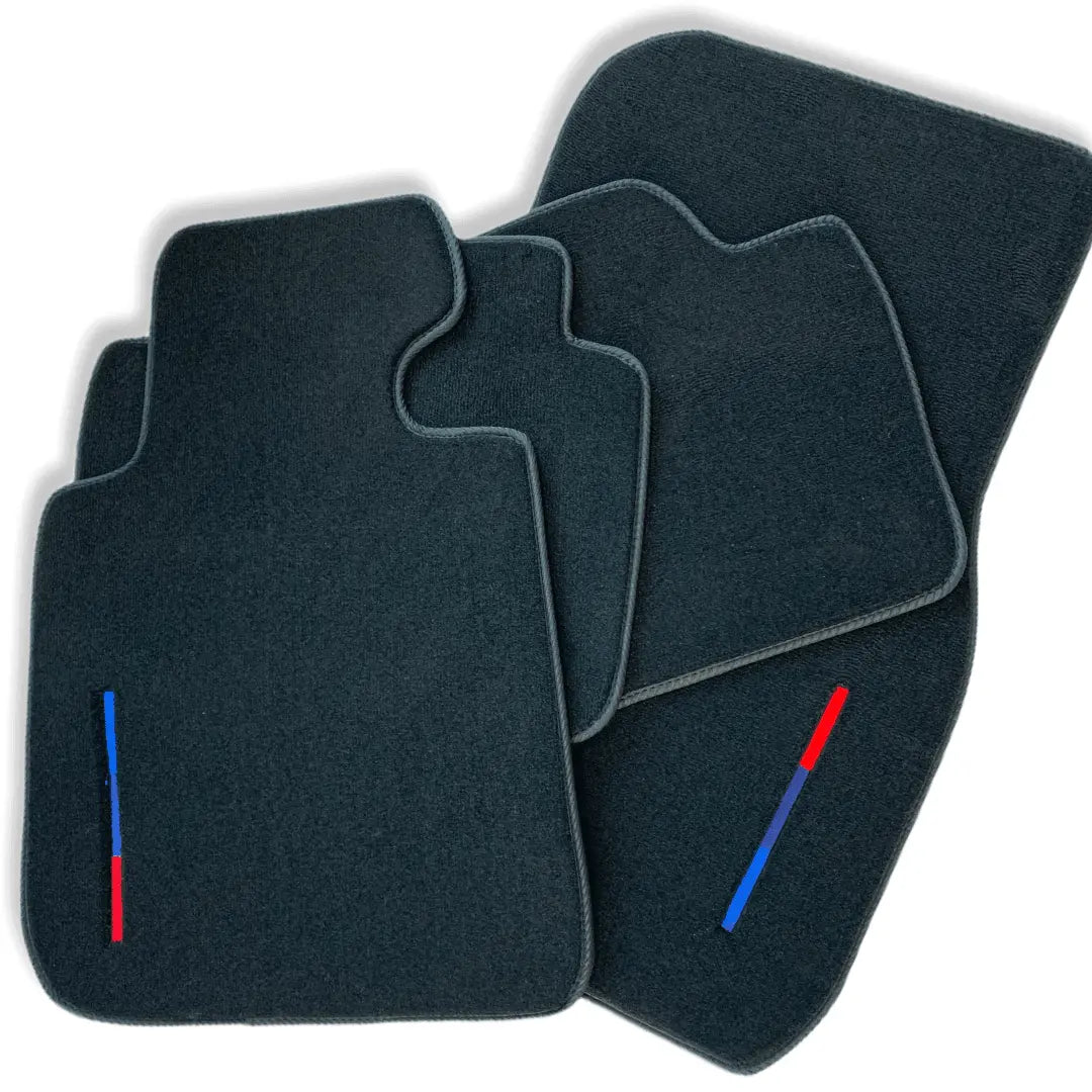 Black Floor Mats For BMW X5 Series G05 With Color Stripes Tailored Set Perfect Fit - AutoWin